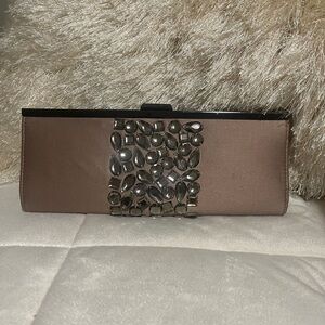 Banana Republic, Elegant Brown Clutch with Gemstone Accents
